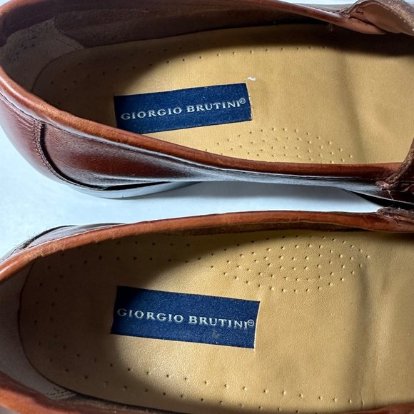 Giorgio Brutini Brown Leather Kiltie Tassel Basket Weave Men's Loafer Size 10M - Picture 5 of 7